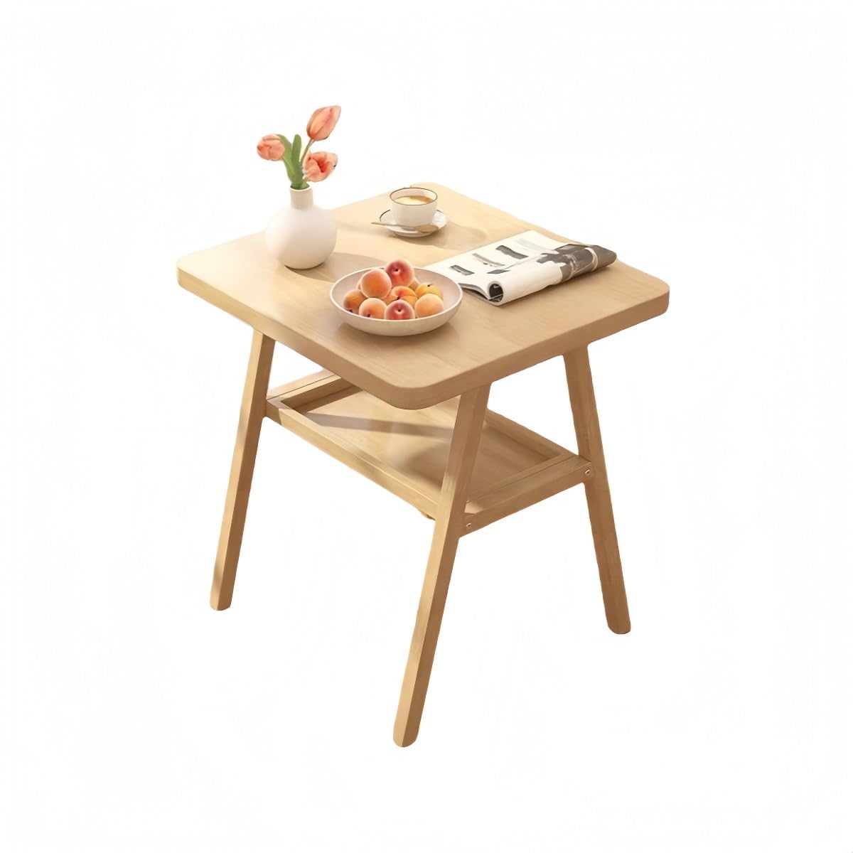 コーヒーテーブル、テラステーブル、ラック付き、リビング家庭用 (げんしょく色,60*60*75)|ゆめのマルシェ企画