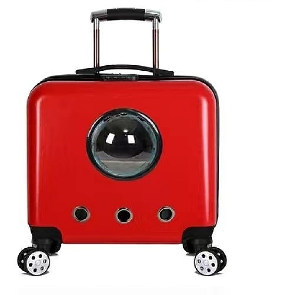 犬 キャリーケース小型犬 ペットキャリー キャスター付き車載旅行 電車移動 アウトドア お出かけ便利 キャリーケース トランク (レッド)｜ゆめのマルシェ企画