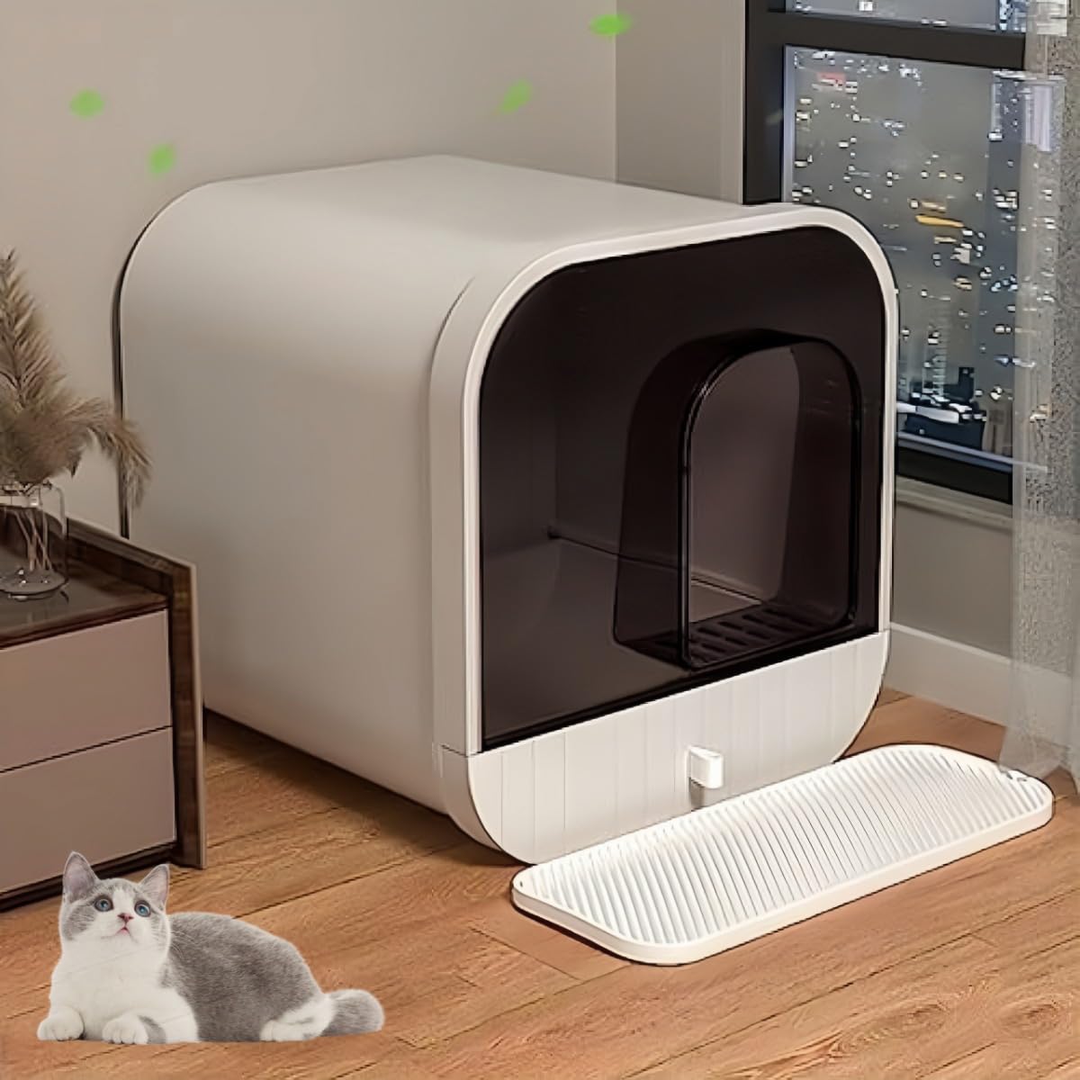 猫トイレ ドーム型 大型 猫用トイレ本体 システム 引き出し式 猫砂飛散防止 掃除簡単 キャットトイレ 密閉型 ドア付き 抗菌防臭 猫用品 おしゃれ 抗菌防臭 4341.240 コンパクト (白です)｜ゆめのマルシェ企画
