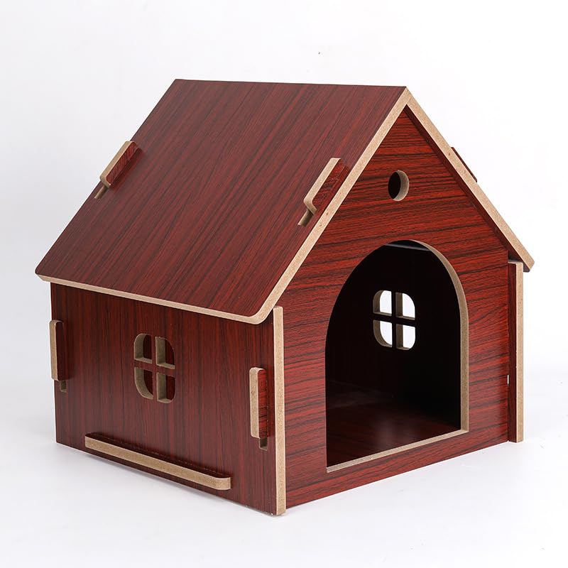 ペットハウス 犬 室内 犬小屋 小型犬/中型犬 木目調 猫ハウス 通年適用 工具不要 組立簡単 犬小屋 猫小屋 木製 おしゃれ ハウス外観 (レッドブラウン,394242)|ゆめのマルシェ企画