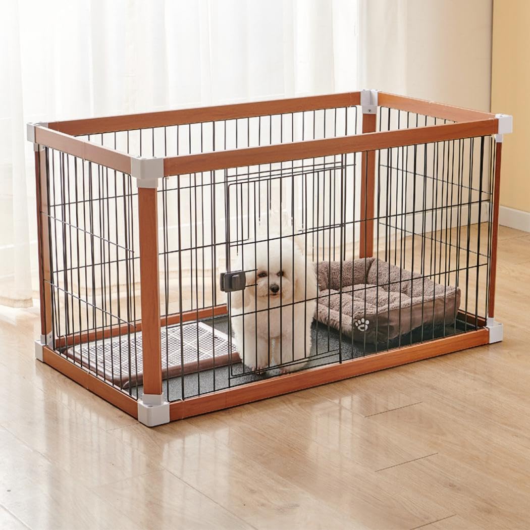 ペットサークル 屋根付き 犬ペットゲージ ペットサークル 室内 犬 サークル 木製風 小型犬 室内サークル 簡単組立 犬向けケージ 中型犬用 室内ケージ 小型犬 中型犬 留番用 (レッドブラウン,1237171)｜ゆめのマルシェ企画 26,098円