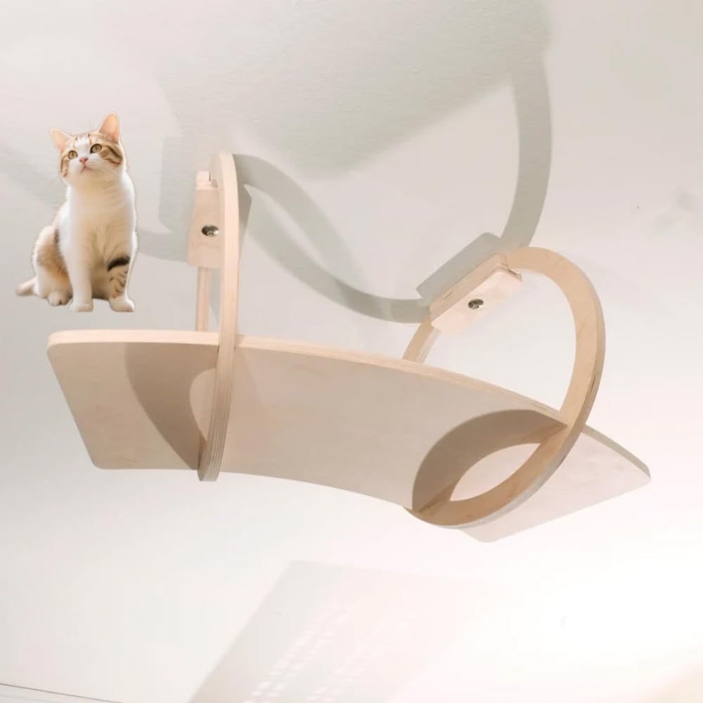 壁掛け式猫用、ウォール家具、木製 、 クライミングシェルフ、天空の回廊、自由組み立て、 キャットタワー 、猫が遊んだり、散歩したり、リラックスしたりするのに最適です (スカイウォーク1段)｜ゆめのマルシェ企画