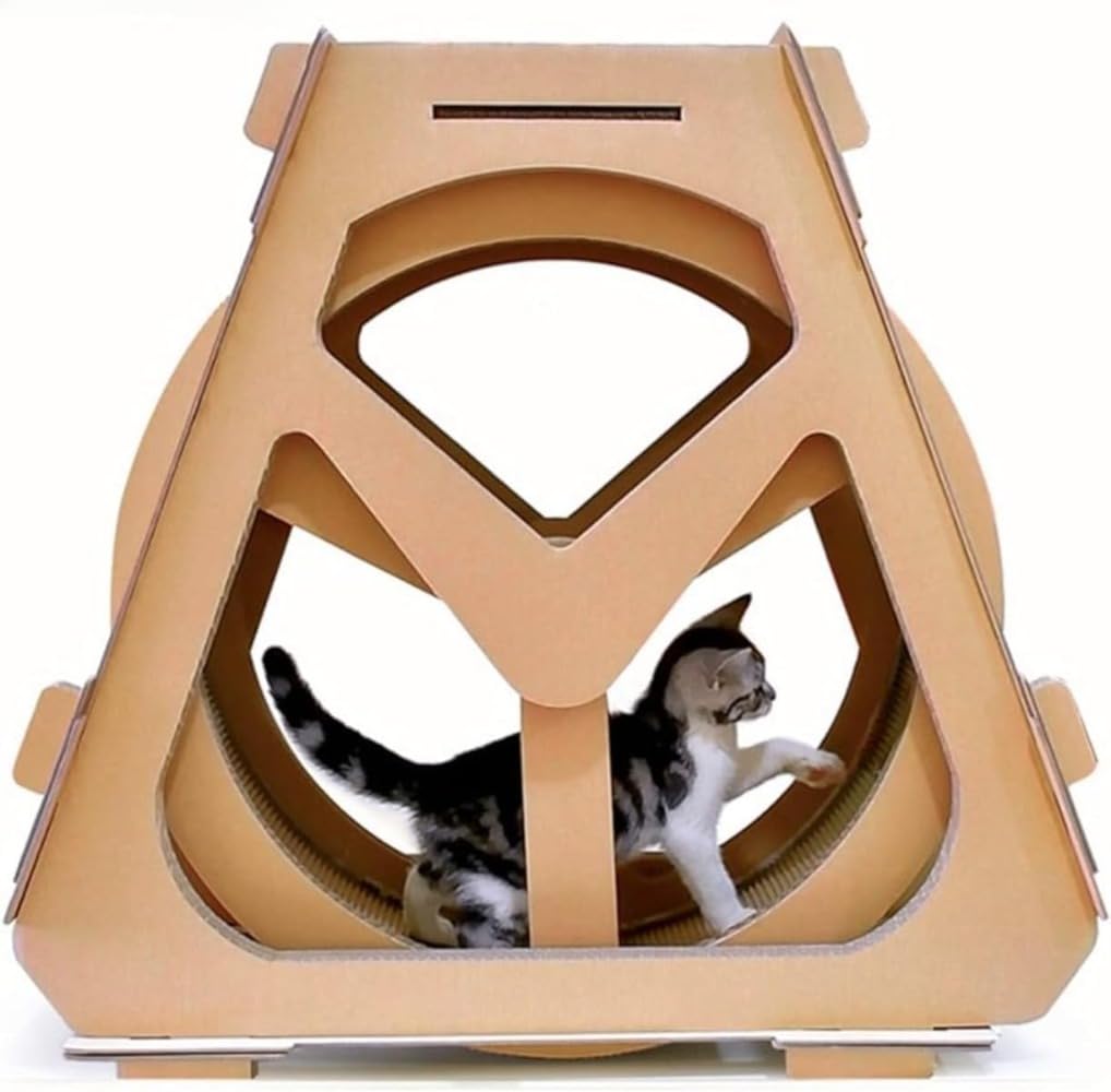 猫用回し車 段ボール製回転マシーン ランニングマシーン 遊具 おもちゃ運動不足解消 サイレントホイール 猫のトレッドミル キャットエクササイズホイール 猫スクラッチボード 猫用品 おもちゃ 静音 運動不足解消 ストレス解消｜ゆめのマルシェ企画