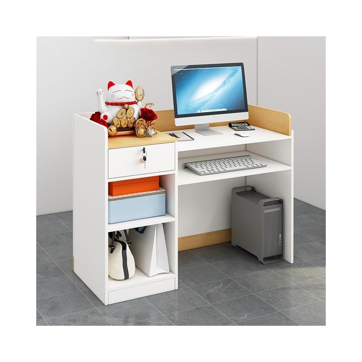 ロックキャビネット 小売カウンター 多機能受付テーブル オフィス用 26｜ゆめのマルシェ企画 58,283円