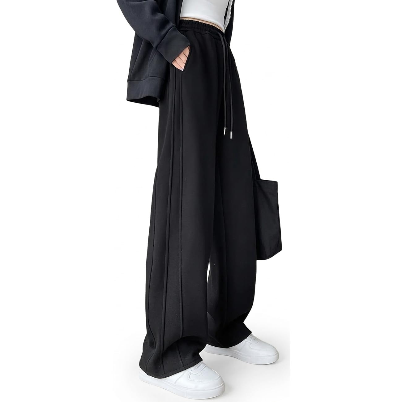 [] スウェットパンツ レディース ワイドパンツ サイドライン ハイウエスト 裏起毛 厚手 暖かい ゆったり ストレート トラックパンツ カジュアル スポーツ 部屋着 防寒 ズボン｜ゆめのマルシェ企画