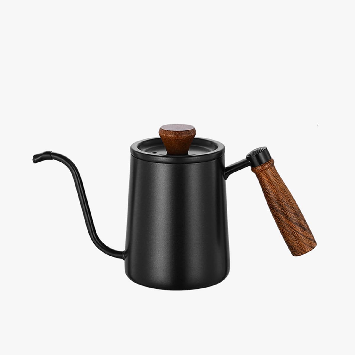 ーヒーポット コーヒーケトル 口 対応 直火対応 ドリップポット やかん ステンレス製 木製ハンドル付き 厚手 業務用 コーヒーポット 木柄 ドリップ 500/600 温度計 スケール キャンプ ドリップポット ステンレス ブラック 細口 コーヒー (ブラック 600,温度計なし)｜ゆめのマルシェ企画