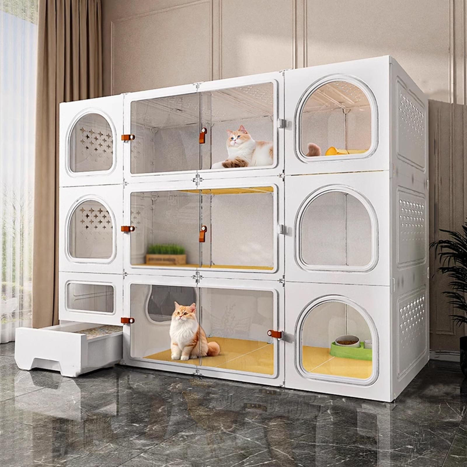 猫 ケージ 3段 大型 猫用ケージ トイレ付き 小さなスペースで強い荷重がかかる猫用ケージ 屋内用大型 引き戸付き 屋外猫用ケージ ウサギ フェレット 小動物用(,140*46*105)｜ゆめのマルシェ企画