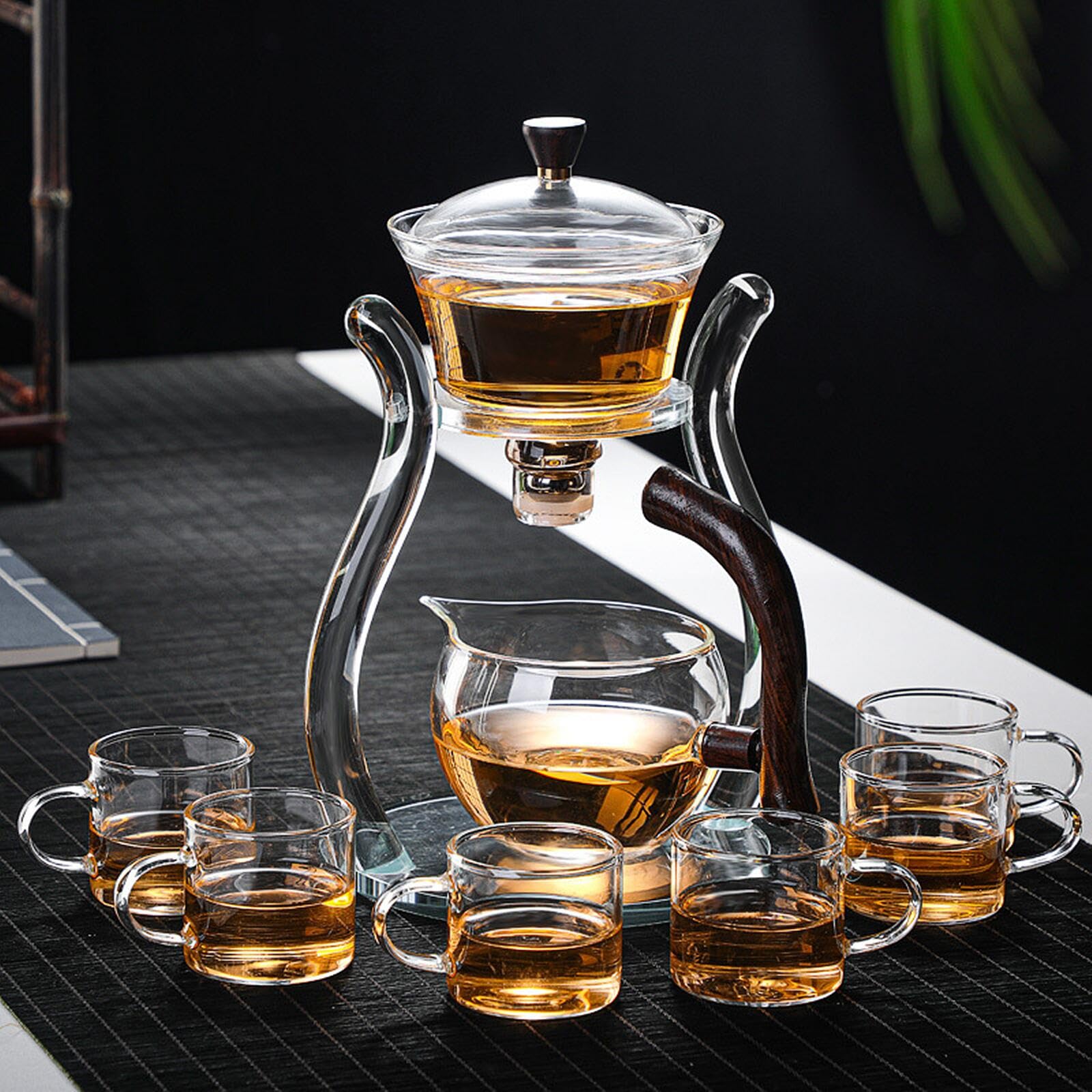 ティーポット 耐熱ガラス 急須 セット 透明 紅茶ポット 茶ポット 半自動茶メーカー 磁気水の分流回転 茶こし付き ガラス ガラス製ポット 花茶 おしゃれ 美しい 可愛い 個性的デザイン 大容量 耐性ガラスティーセット茶器 ()｜ゆめのマルシェ企画