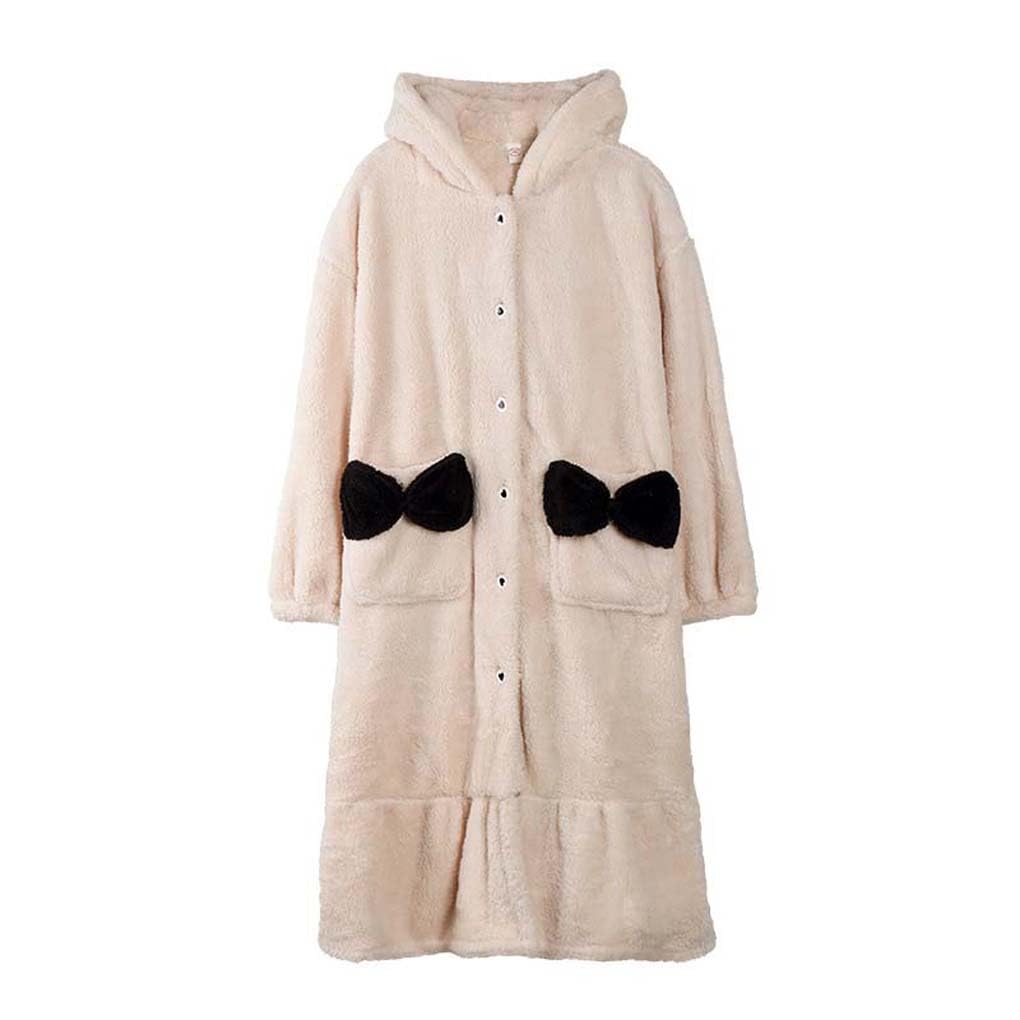 着る毛布 レディース フード付き かわいい ルームワンピース 冬 もこもこ ロング あったか ルームウェア ガウン 長袖 前開き 部屋着 パジャマ ふわぬく ネグリジェ 暖かい｜ゆめのマルシェ企画