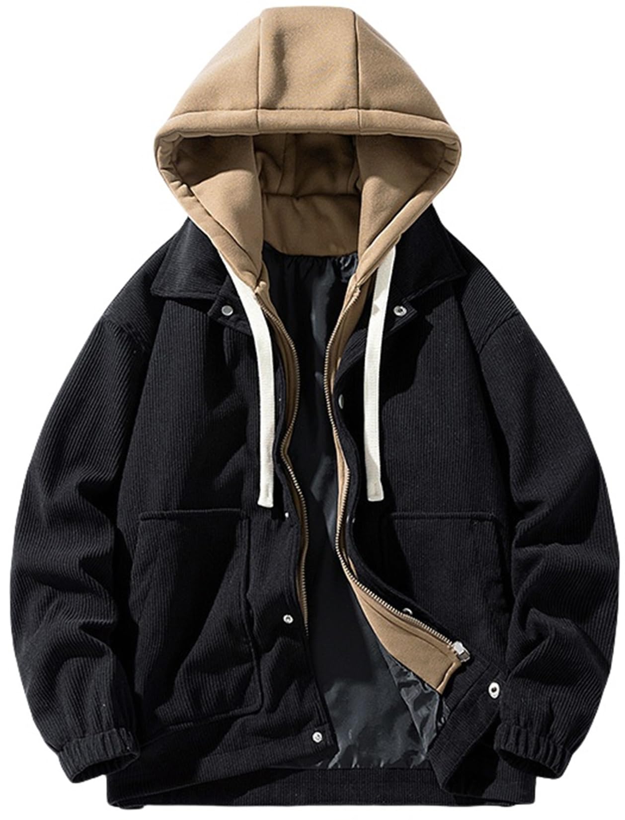 [Ｆａｉｃｈｏｏｓｅｏｕｓｅ] パーカー コーデュロイ 冬服 カーゴジャケット ブルゾン ドローコード フリースジャケット 上掛け フェイクレイヤード 4色 裏起毛 シンプル 保温 オシャレ ラッシュパーカー 柔らかい 大きいサイズ｜ゆめのマルシェ企画