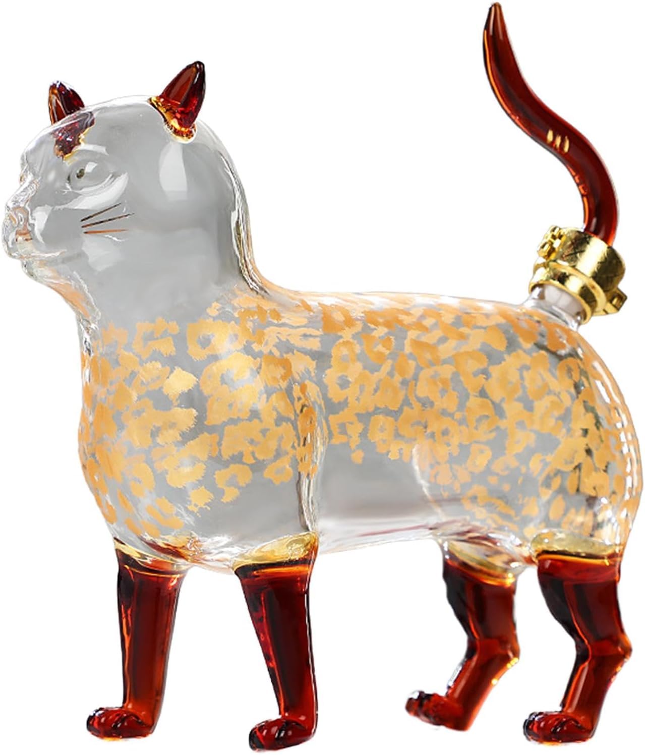 ウイスキーデカンタ 鉛フリーガラス ワインデカンタ 酒デキャンター デキャンタ 大容量1000 おしゃれな かわいい 猫ウイスキーボトルワインデカンタアルコールデカンタ厚いホウケイ酸ガラスワインボトル密封 家庭用 ホテル レストランなどに適用 (猫)｜ゆめのマルシェ企画