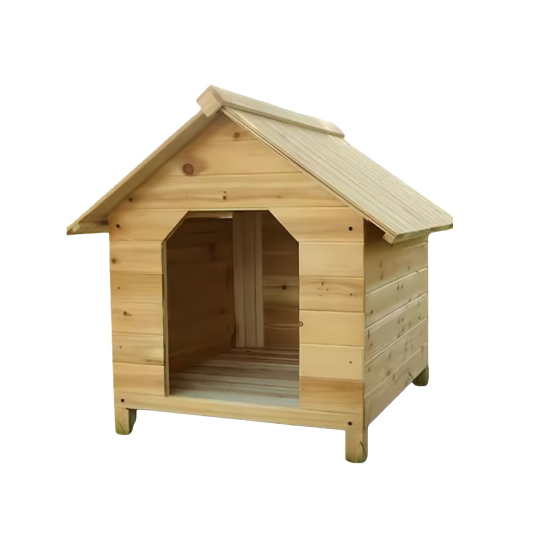 屋外用 木製 犬小屋 犬舎 犬の小屋 防風 防雨・防日焼け止め 通気 組み立て簡単 設置が簡単でお手入れも簡単 安定性と耐衝撃性に 犬用 休憩所 猫/犬小屋の夏用ハウス 休憩所 ペット用品 オールシーズン対応 ( ドアなし、窓1つ,:78*74*81)|ゆめのマルシェ企画