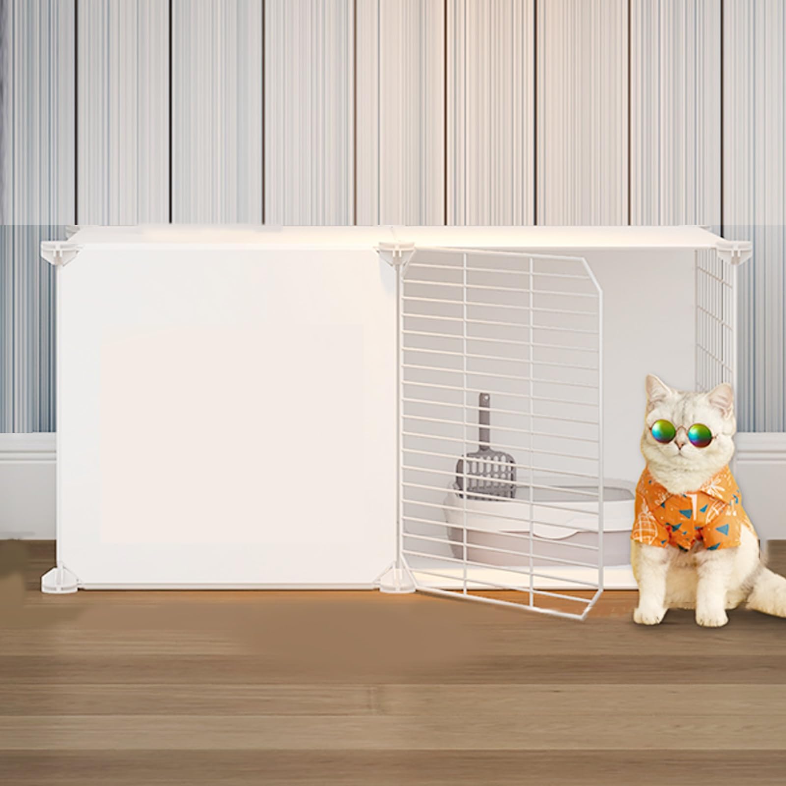 猫 ケージ猫 ケージ 大型猫 ケージ 持ち運び大型猫用パノラマキャットヴィラ 組み立て無料ペットフェンス 滑り止めステッカー付き 小型中型猫に最適(,75*49*109)｜ゆめのマルシェ企画