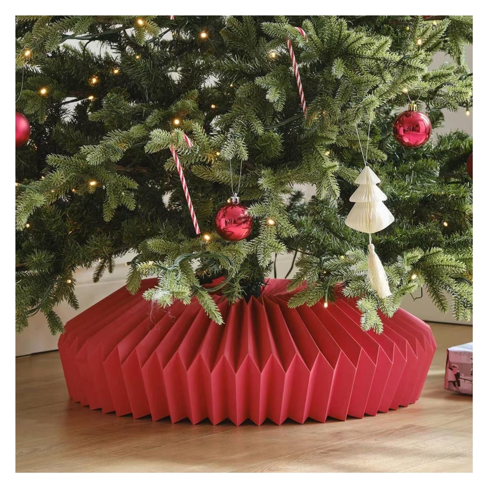 クリスマスツリースカート ハニカムクリスマスペーパーツリーカラー折りたたみリングスカートホリデーデコレーション ツリーベースカバー()｜ゆめのマルシェ企画