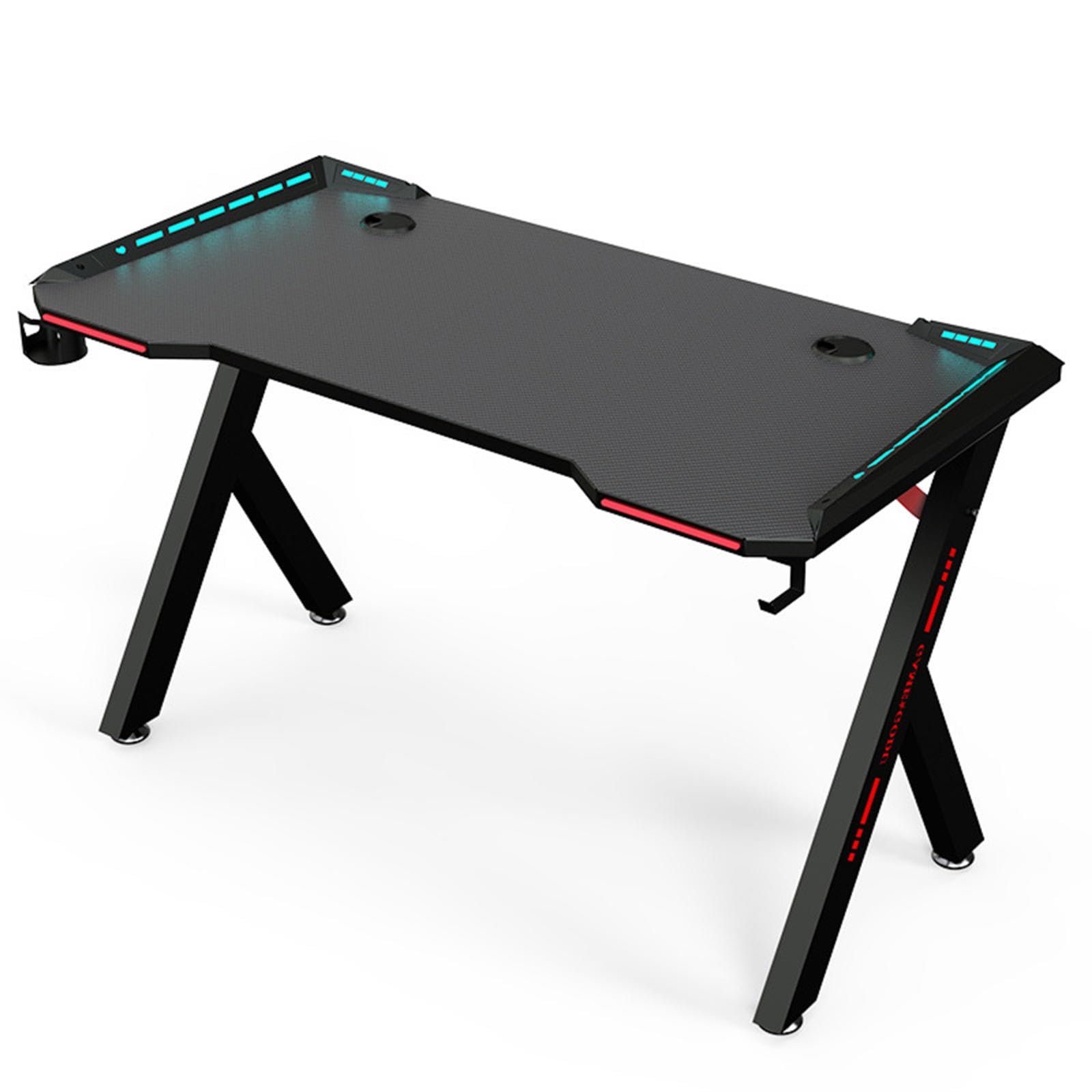 ゲーミングデスク55インチゲーミングコンピュータデスクトップゲーマーテーブル、カップホルダーとヘッドフォンフック付きゲームルーム用の大型ホームオフィスデスクゲームテーブル,-100*60.73｜ゆめのマルシェ企画