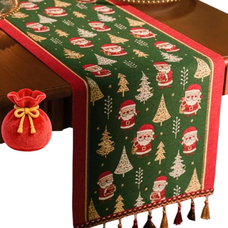 テーブルランナー クリスマス タッセル付き 北欧 テーブルセンター おしゃれ パーティー テーブル 食卓 クリスマス飾り 断熱 防汚 デコレーション (35*180) ｜ゆめのマルシェ企画