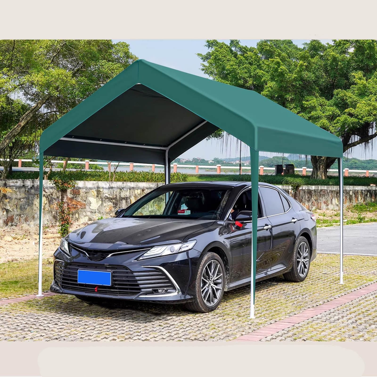 ガレージテント 大型車庫テント 大雨と強風に備え 雨や雪をブロック カーポート 亜鉛メッキ鋼管 レベル8の強風に耐える 簡易ガレージ 防水等級3800 99%紫外線カット タープテント 紫外線保護 軽自動車用 会社の駐車場 仮設倉庫 錆びにくく|ゆめのマルシェ企画
