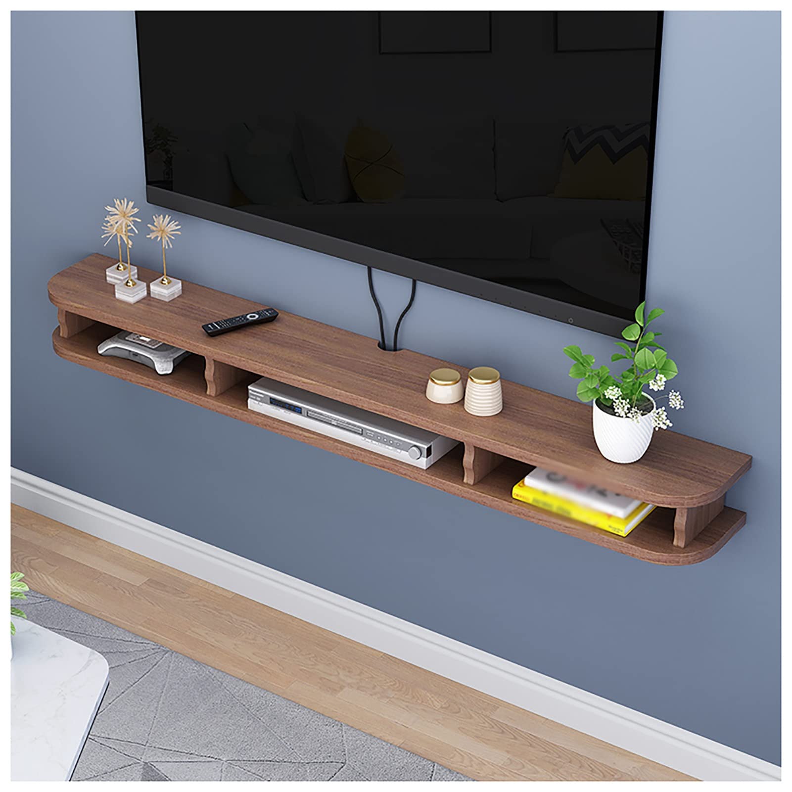 フローティングテレビフレーム、壁掛けフローティングテレビスタンドメディアコンソール、テレビキャビネットフローティングウォールフレーム、ケーブル穴付き、ストレージアセンブリフレーム ( : -, : 140)|ゆめのマルシェ企画