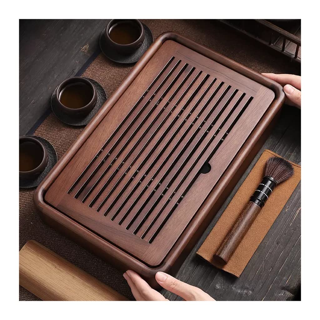 ミニ竹製中国茶盆 14.2インチ 日本茶用サービングトレイ 小型 功夫茶卓セット 貯水タンク付き ブラウン 35&times;22&times;5.7｜ゆめのマルシェ企画