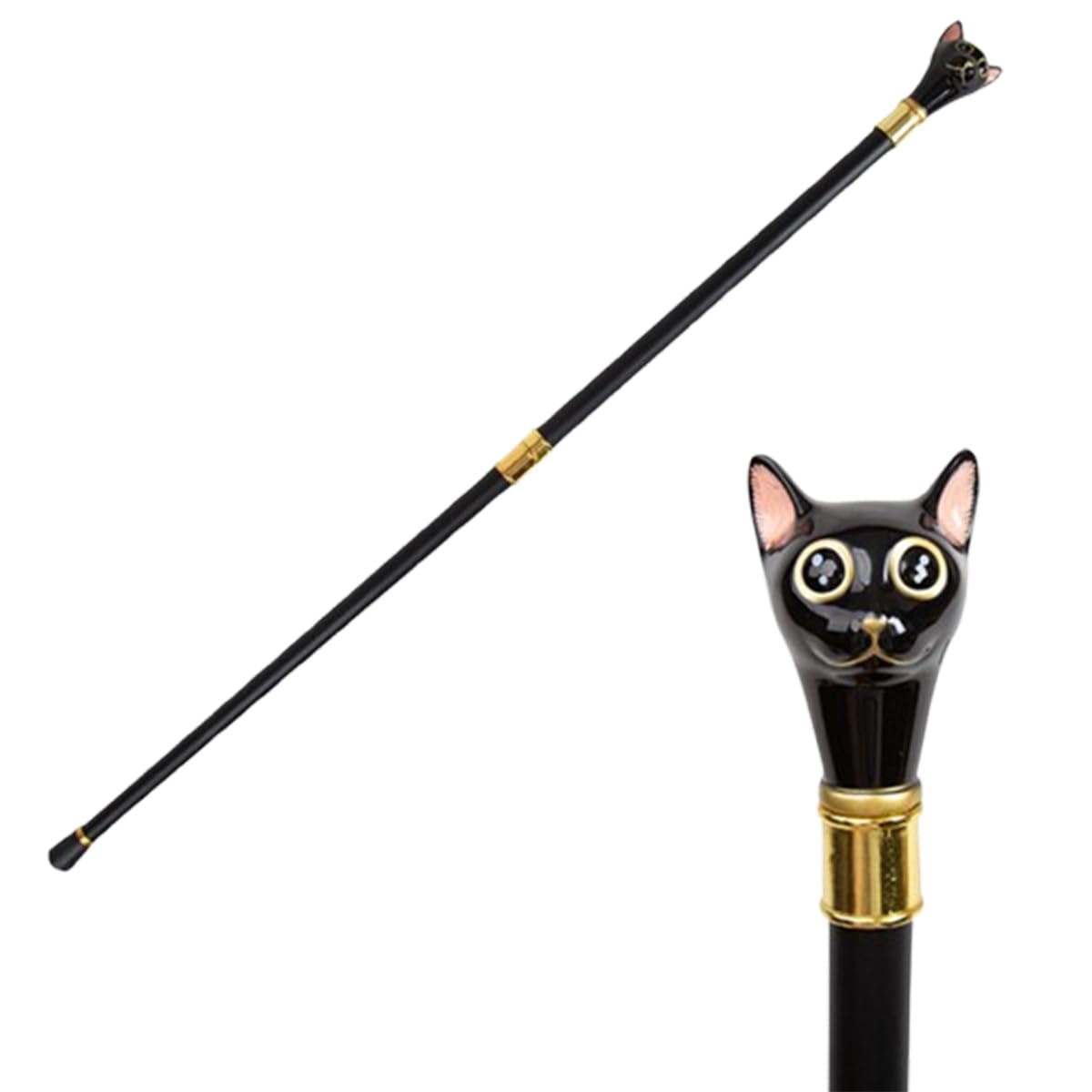 黒猫の頭の杖、金属製クリエイティブウォーキングスティック、長さ94、0.55、ギフト(パーティー/記念日)に最適、装飾的で実用的な補助具。｜ゆめのマルシェ企画
