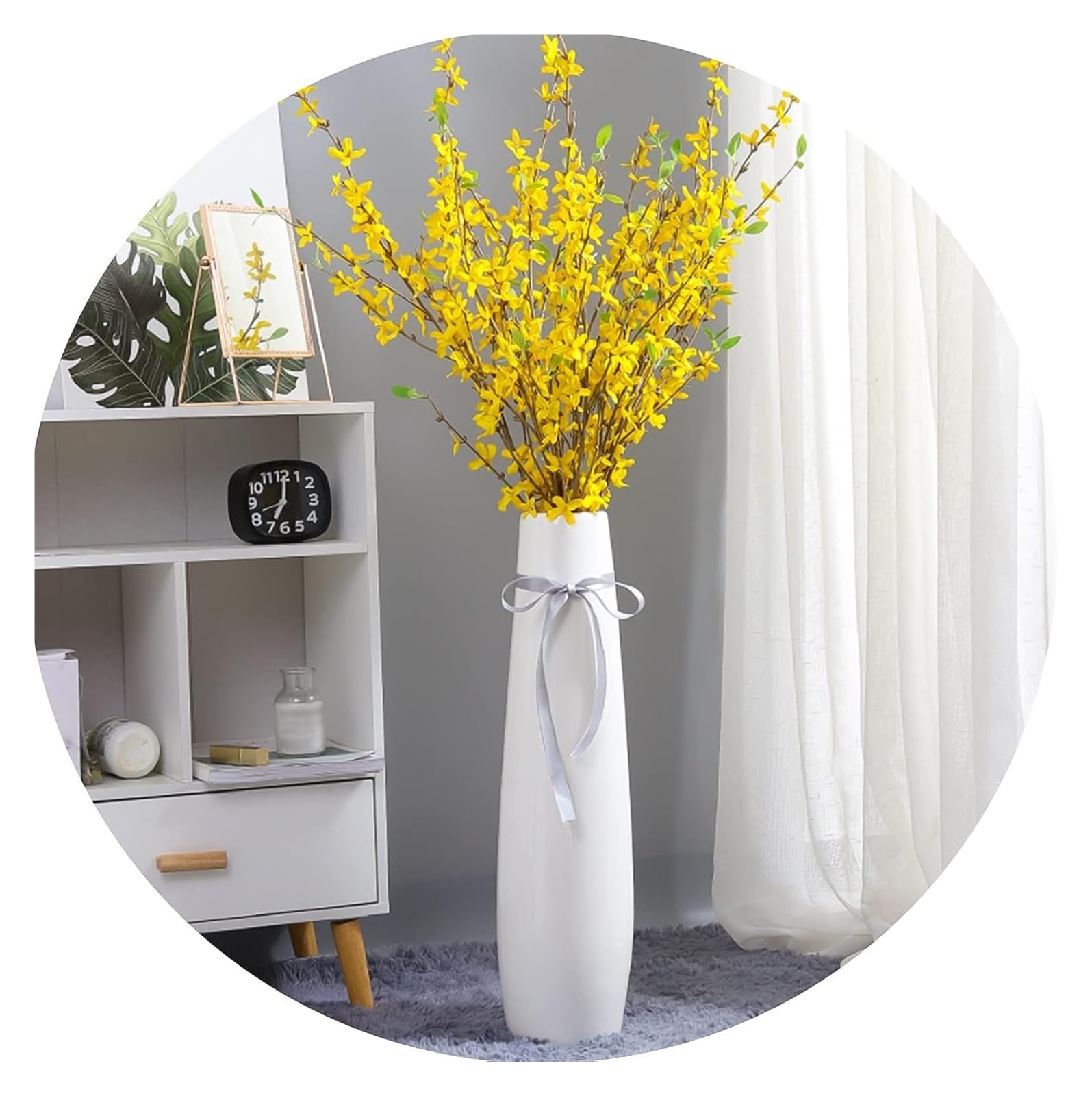 セラミック花瓶、背の高い床の花瓶、大きな床の花瓶、リビングルーム用の装飾的なトールフラワーホルダー、ホームデコレーションドライフラワーアレンジメント(68)|ゆめのマルシェ企画