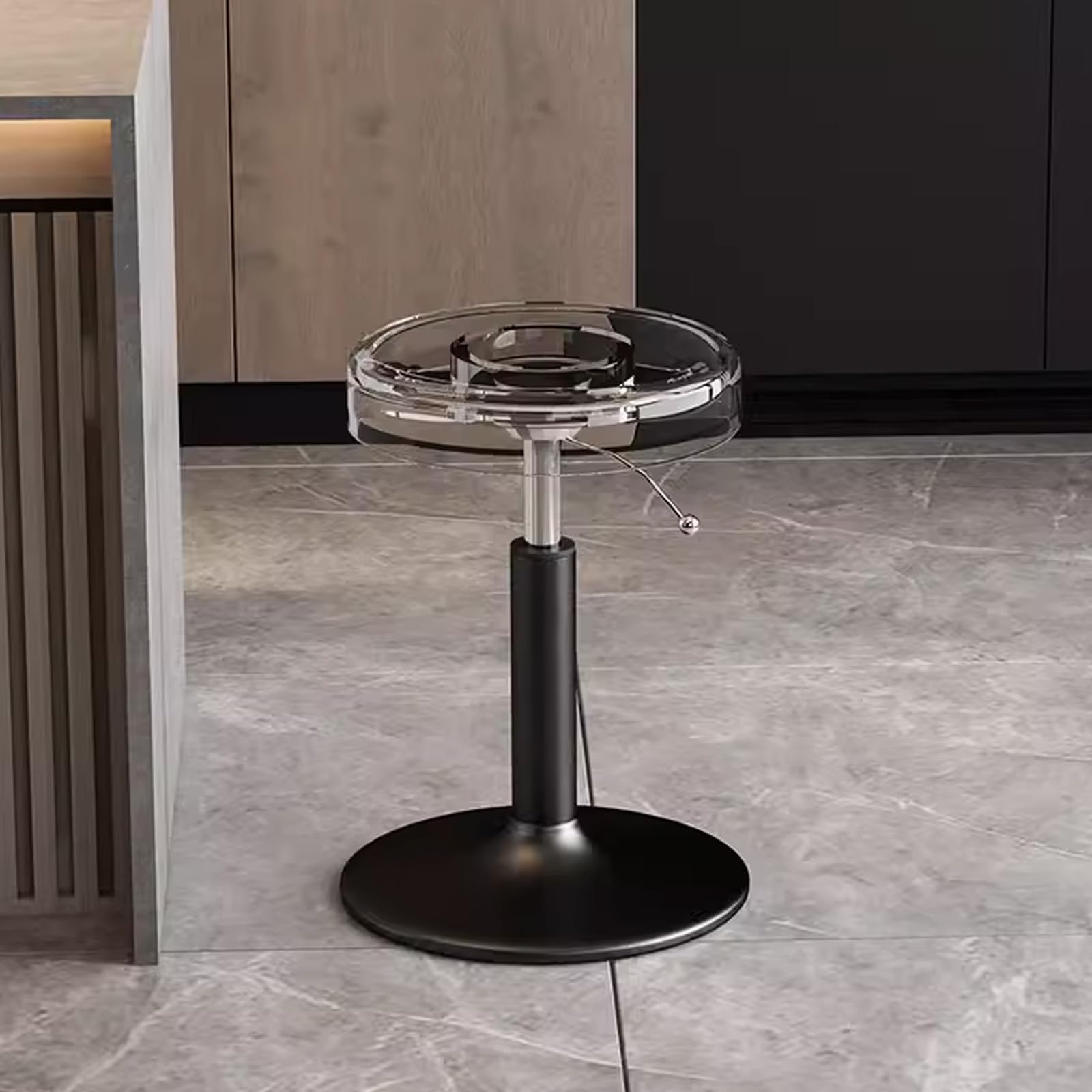 モダンな透明なアクリルスイベルスツール調整可能な高さキッチンダイニングルームパブカフェ360&deg;回転（クリア/ブラック34 55）エンタープライズ用バックレスバースツール｜ゆめのマルシェ企画
