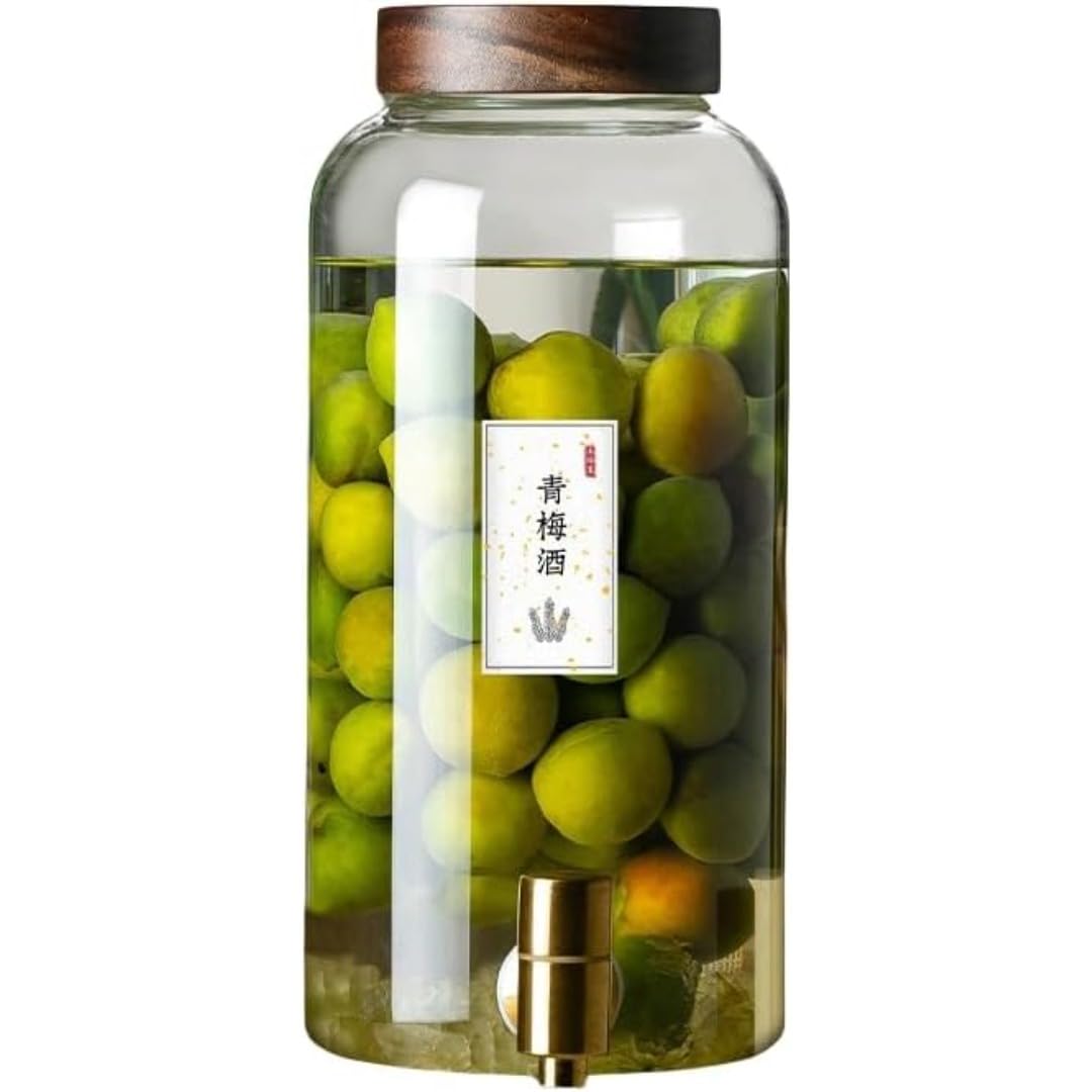 ガラス製ドリンクサーバー 蛇口付き 大容量クリアジャグ 果実酒/冷水保存用 レストラン・パーティー・ホテル対応 家庭/業務兼用 飲料貯蔵容器 ウォータージャグ ディスペンサー機能付き (6,蛇口付き)|ゆめのマルシェ企画