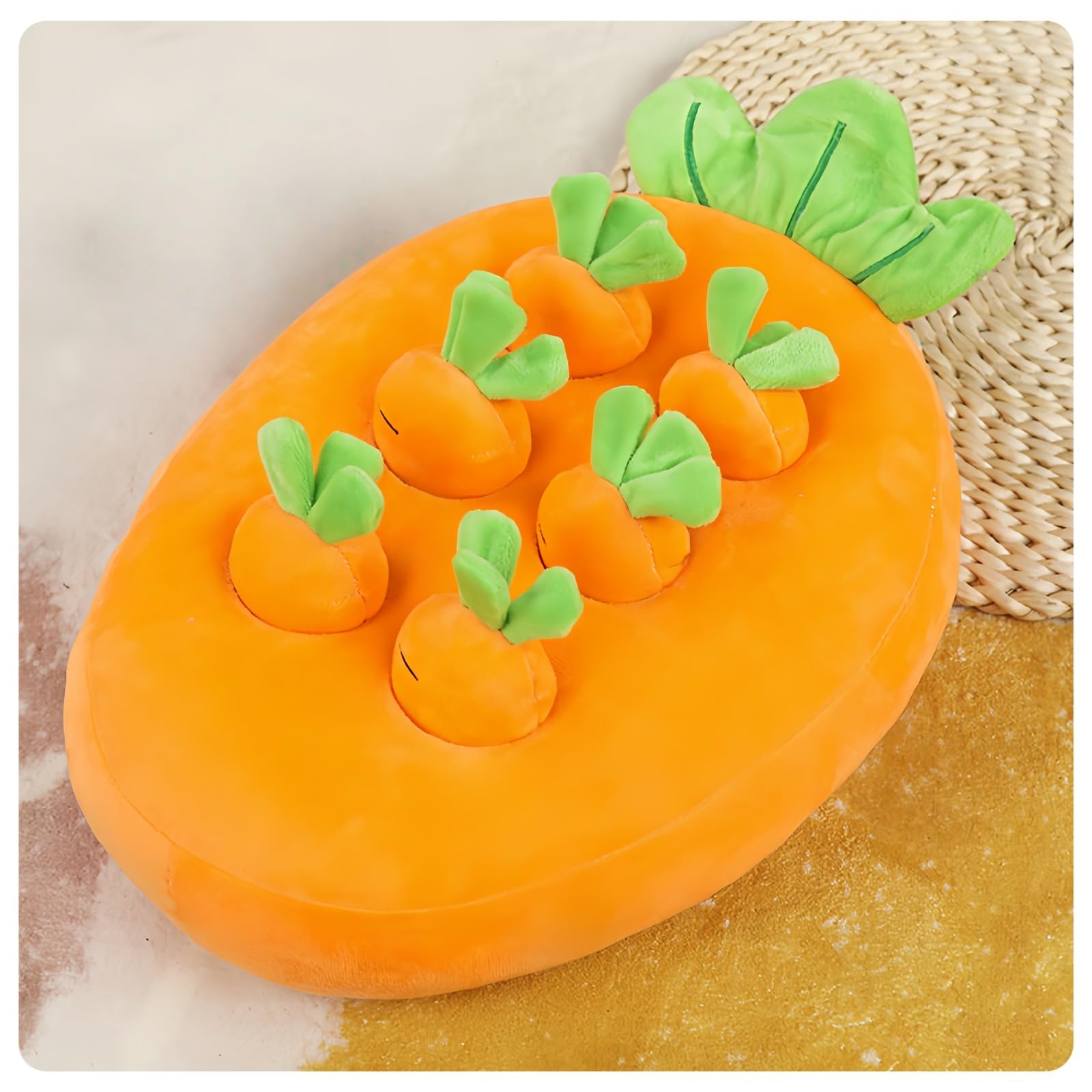 犬の知育おもちゃ 野菜の狩りぬいぐるみ にんじん パイナップル イチゴ 収穫遊び おやつ隠し 訓練にも 歯磨き 噛む ペット用おもちゃ 室内でできる狩り遊び 子犬のしつけに (ニンジン)｜ゆめのマルシェ企画