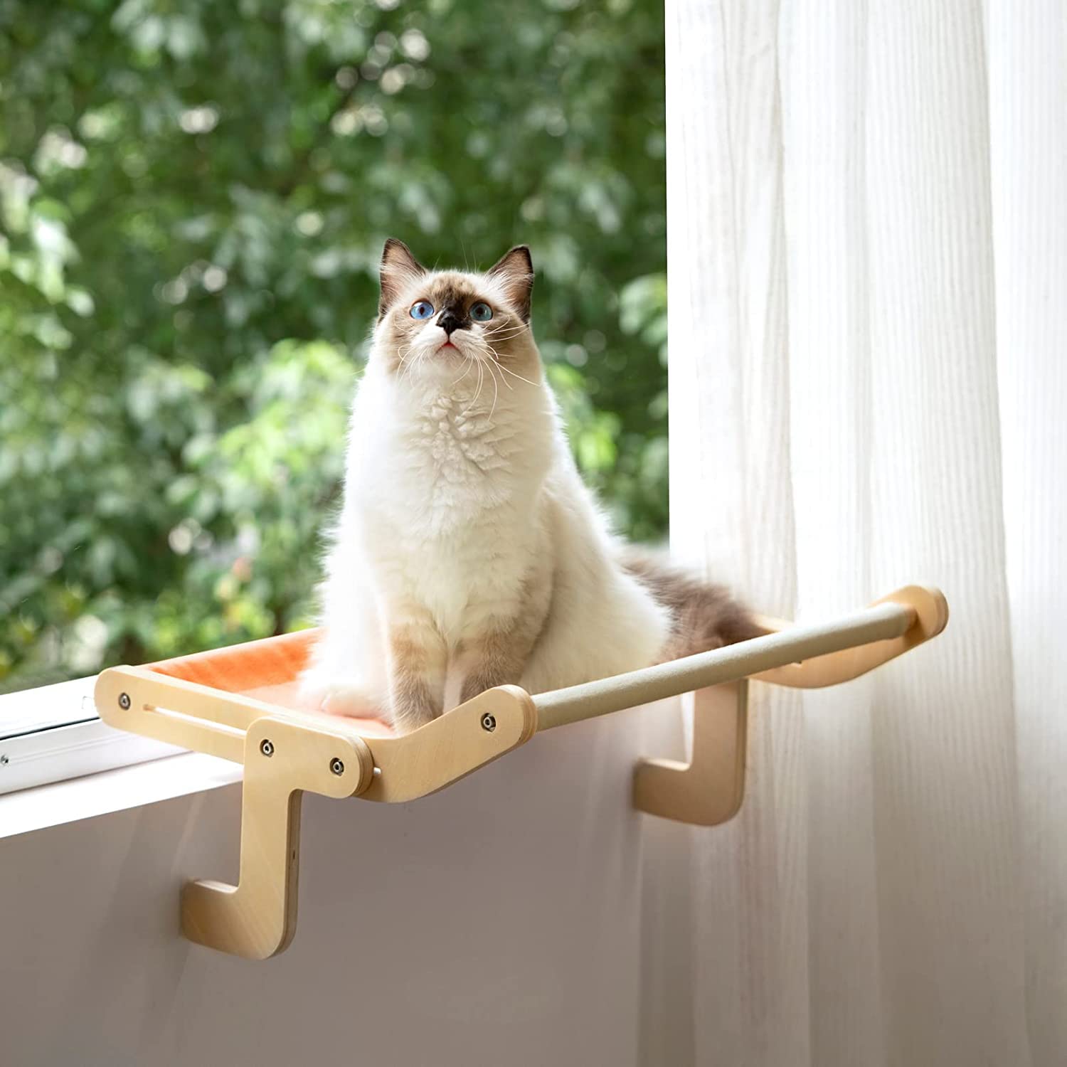 猫ベッド 猫窓用ハンモック 猫窓用ベッド ウインドウベッド 窓辺ペットベッド 木製 引っ掛ける式 猫窓につけるベッド ストレス解消 四季兼用 耐荷重20 日向ぼっこ 日光浴 ストレス解消 調節可能 お手入れ簡単 動きやすい おしゃれ|ゆめのマルシェ企画