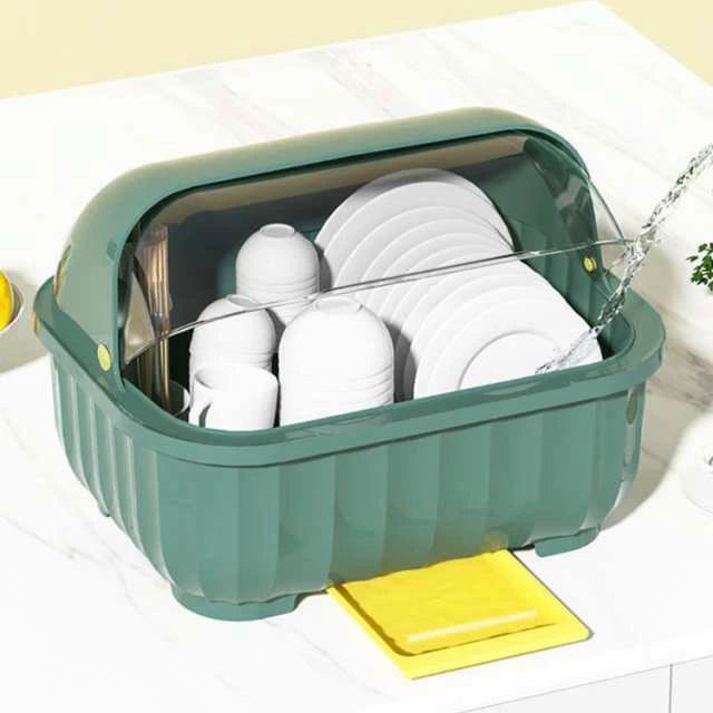 3サイズ展開 水切りかご 食器収納 ボックス 食器乾燥ラック お皿 茶碗 お箸 カップ どんぶり鉢 キッチン収納 ボウルボックス 大容量 中身可視 透明 縦置き 防汚 防塵 防虫 皿立て 収納｜ゆめのマルシェ企画