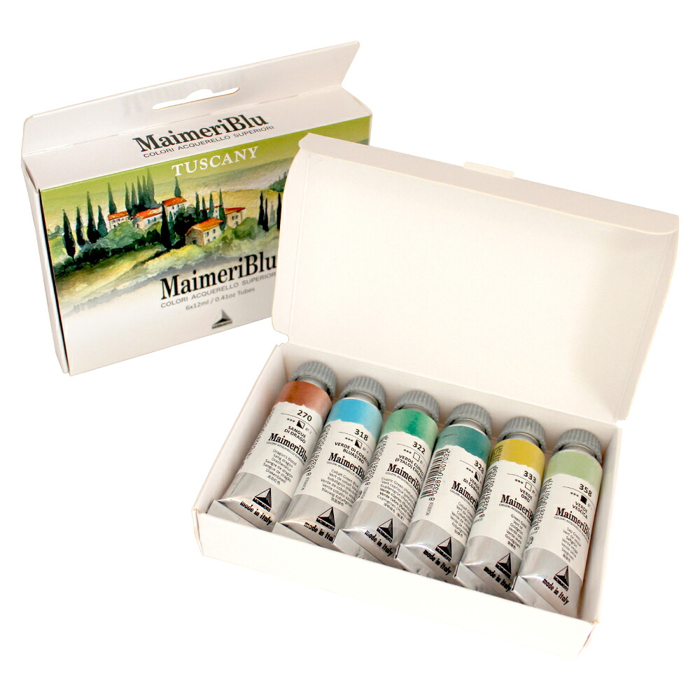 Maimeri マイメリブルー 澄み切った水彩画えの具 主題メロディ仕かける 12ml×6本 トスカーナ