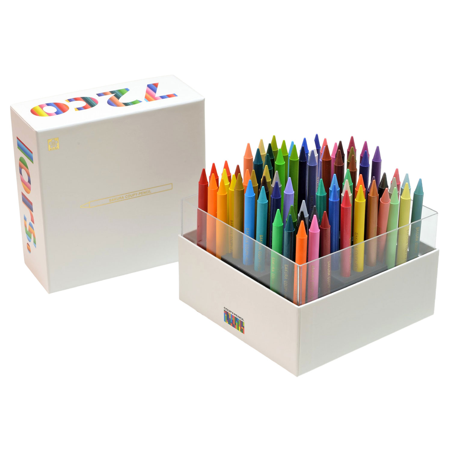【限定品】 クーピーペンシル キューブボックス 72本入り ホワイト｜ゆめ画材