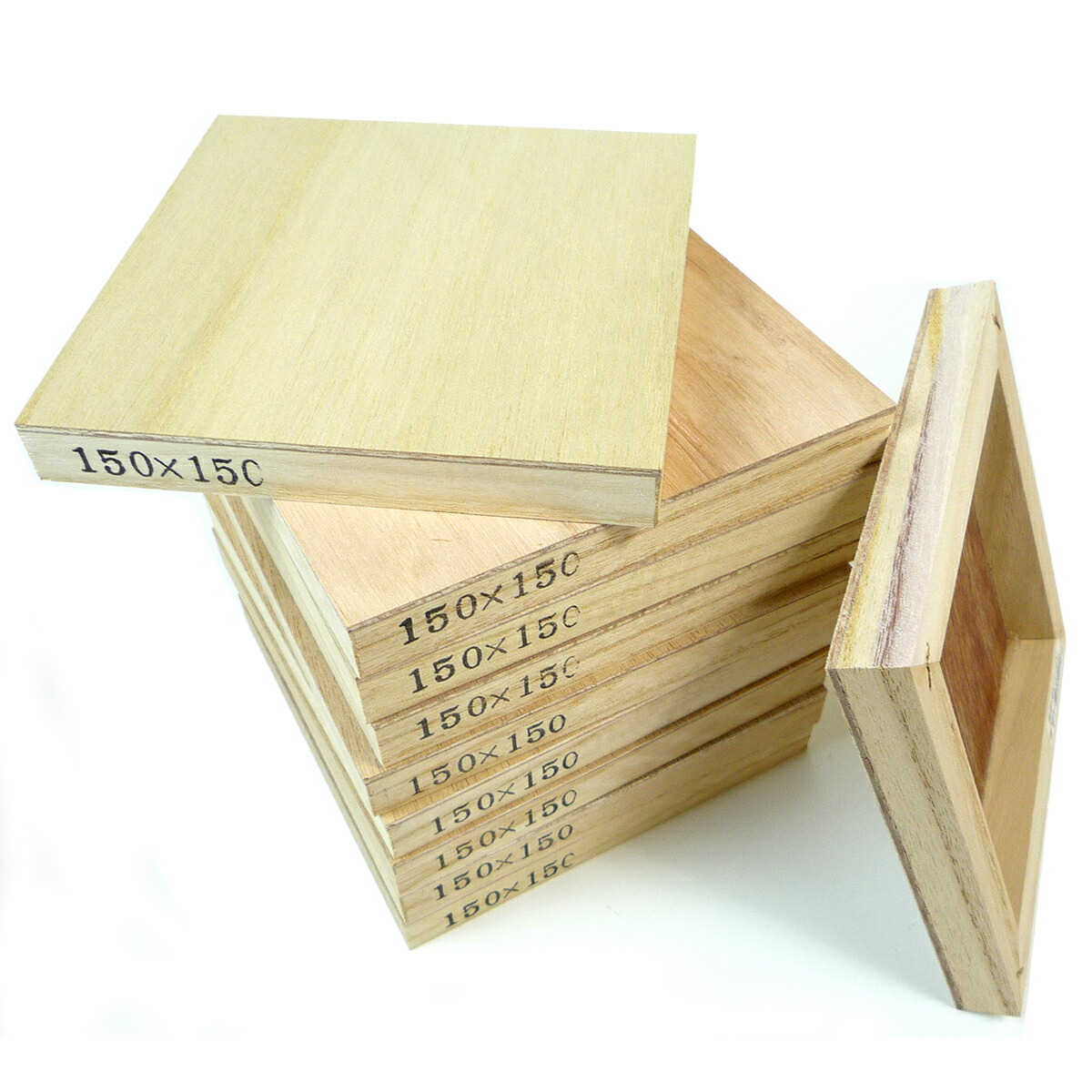 ゆめ画材 木製 ラワンベニヤパネル 150×150mm 18.5mm厚 ※10枚パック