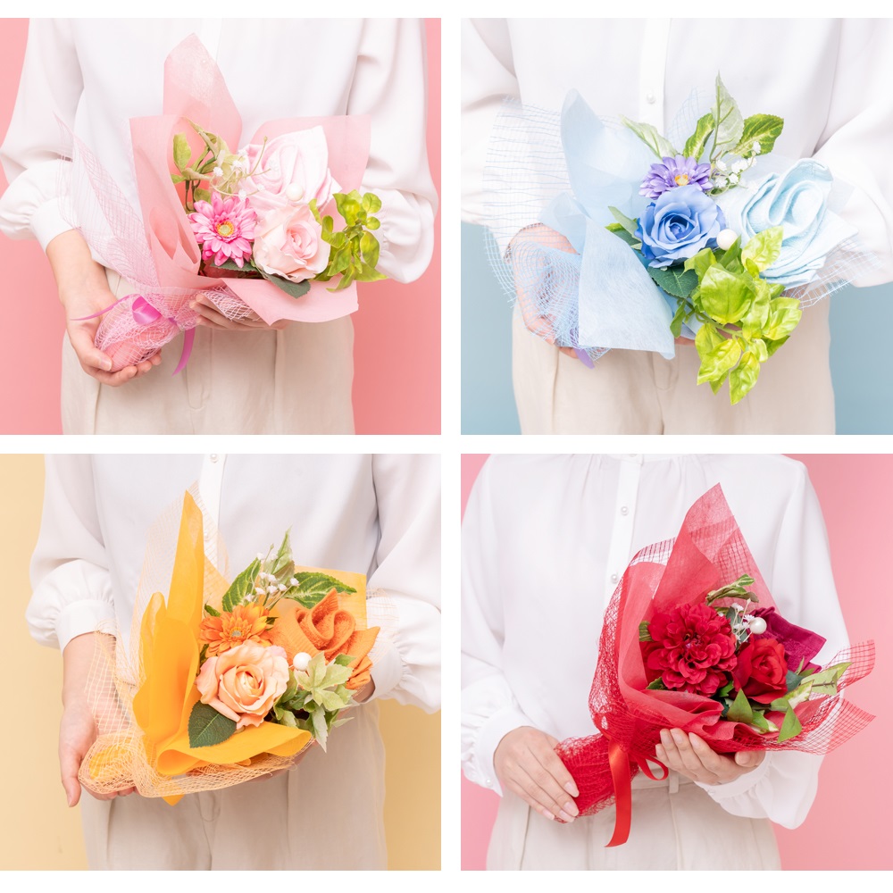 楽天市場 泉州タオルフラワー 花束 ブーケ M ピンク ブルー オレンジ レッド ハンドタオル タオルハンカチ 出産祝い かわいい お返し プレゼント 花 退職祝い 送別会 法人 お見舞い お中元 結婚祝い 定年 おしゃれ 発表会stf Es Pastelyellow ユメギフト楽天市場店