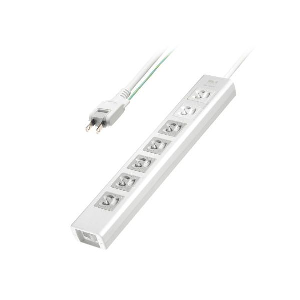 抜け止めシャッタータップ 3P抜け止め7個口 (5個口連動集中スイッチ) 雷ガード 2Pスイング 3m ホワイト TAP-F37SH-3KS 白 雷から家電を守る 3P抜け止め7個口シャッタータップ、5個口連動スイッチ付き 2Pスイングで安心 安全 の3mホワイト 白