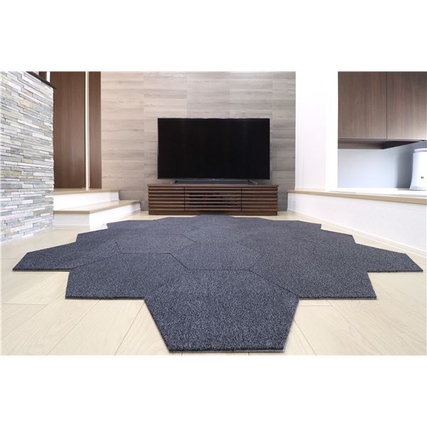 ラグタスタイルラグ タイルラグ ヘキサゴン BK 黒いこと 【約50×43糎／10枚仕掛ける】 黒 ブラックヘキサゴンの愛らしさが詰まった、50×43糎のラグタイルセット 素晴らしいひな型と高特性な原材料で、お御部屋をオシャレに公演 好いたらしいな足手で触ることと防音成り行きも愛らしさ的 室内装飾のアクセン