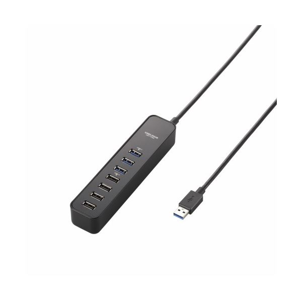 ELECOM（） マグネット付きUSB3.0ポート搭載7ポートUSBハブ U3H-T706SBK 磁力で引き寄せる 高速USB3.0ポート搭載7ポートUSBハブ
