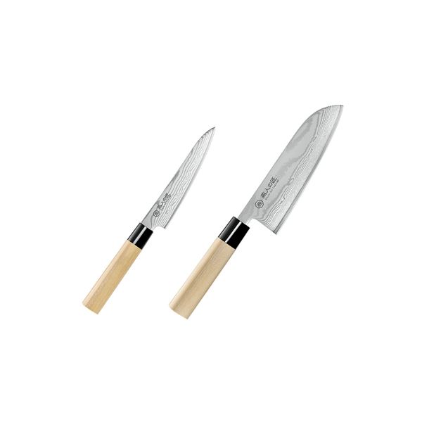 燕人の匠 三徳包丁165mm＆ペティナイフ130mm ETW-3000 美しき波紋と極め抜かれた刃の輝き プロも絶賛する至高の逸品 燕人の匠が贈る、165mmの万能包丁と130mmのペティナイフのセット