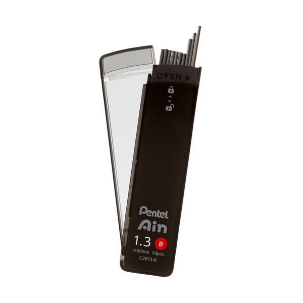 （まとめ） ぺんてる シャープペン替芯 PentelAin ポリシース仕様 1.3mm B XC2813-B 1セット（50本：10本×5個） 【×10セット】 ペンテルのシャープペン替芯XC2813-Bは、滑らかな筆記体験を実現 1.3mm Bタイプで絵筆のような書き心地 50本入りで長く使える お得な10セット