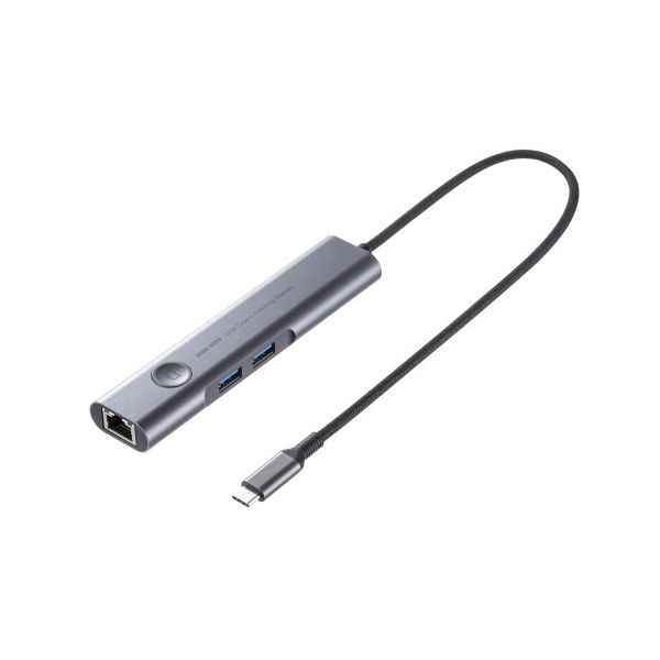 USB Type-C ドッキングハブ HDMI+LANポート搭載 USB-5TCHLP16GM USB Type-C接続の便利な拡張機能付きハブ HDMI出力やLANポートも搭載し、さらにUSBポートも5つ搭載 デスク周りのケーブルをスッキリ整理できる16cmのコンパクトサイズ デスクワークやプレゼンに最適な多機能