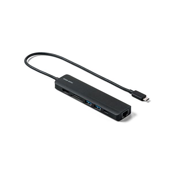 サンワダイレクトUSB Type-C モバイルドッキングステーション 7in1 HDMI出力 USB×2 PD対応100W 30cm400-HUB090BK 1個 USB Type-C端子を搭載したモバイル用ドッキングステーション HDMI出力やUSBポート×2、最大100WのPD充電に対応 コンパクトな30cmケーブル付きで便利