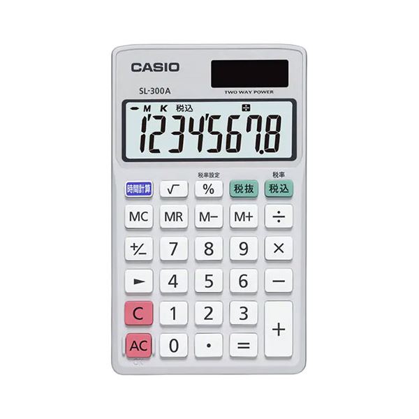 【5個セット】 カシオ計算機 スタンダード電卓 手帳タイプ 8桁表示 SL-300A-NX5 持ち運びに便利な手帳型8桁電卓 どこでも使えるカシオ計算機のスタンダード電卓 ポケットやバッグに収まるコンパクトサイズで、数字が見やすい8桁表示 使いやすさと携帯性を兼ね備えたSL-300A