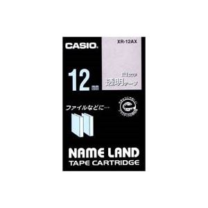 （まとめ）カシオ CASIO 白文字テープ XR-12AX 透明に白文字 12mm【×5セット】 透明な白文字でシール印刷 ラベルプリンター用テープカートリッジ、カシオのXR-12AX 白文字テープで、あなたのアイデアを輝かせる シール作成やラベル印刷に最適な12mm幅 使いやすく、耐久性