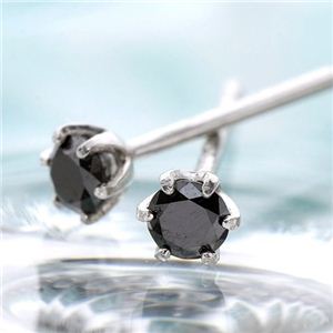 K18WG ブラックダイヤモンドピアス 黒 黒き輝き、18金の輝石 女性のための永遠の輝き、K18WGブラックダイヤモンドピアス 黒