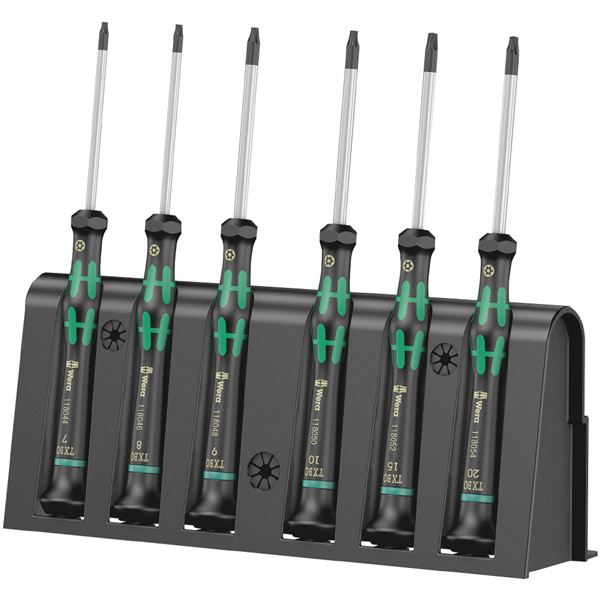 WERA ヴェラ 6本組 精密用 プラス マイナス ドライバーセット ラック付 118154 工具 ツール DIY 作業工具 道具 プロフェッショナル仕様の6本セット、精密作業に最適なプラス・マイナスドライバーセット ラック付きで収納も便利 作業効率をアップさせるハイクオリティツール
