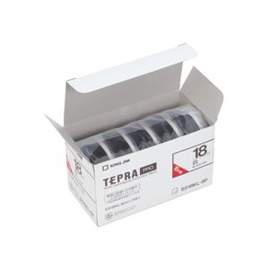 キングジム テプラ PRO テープカートリッジ ロングタイプ 18mm 白/黒文字 SS18KL-5P 1パック(5個) プロ仕様 テプラ用カートリッジ ロングタイプ18mm - 鮮やかな白と黒の文字で、ラベルライター・カッティングマシンに最適なテープカートリッジ 1パックに5個入りで、長持ち