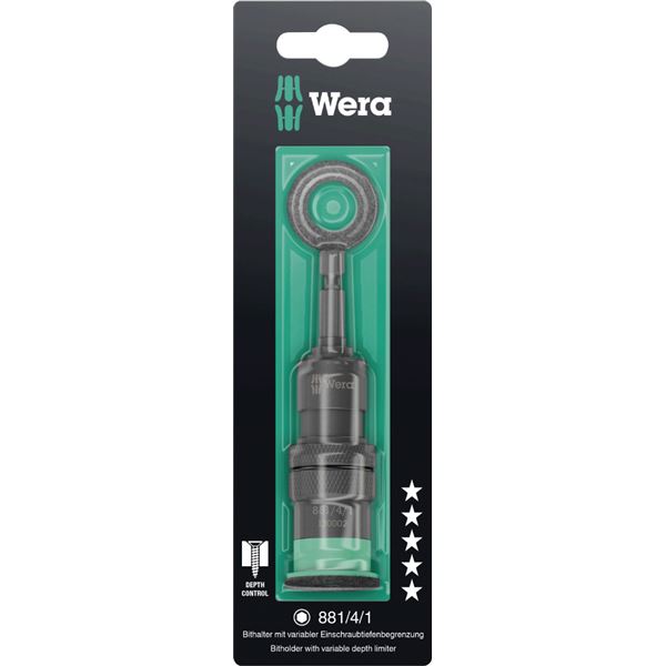 WERA ヴェラ 深度制御機能付 ビットホルダー 差込6.35mm 六角 全長95mm 130002 工具 ツール DIY 作業工具 道具 深さを自在にコントロール 6.35mm差込み六角ビットホルダー、全長95mm付き 作業効率を高める130002