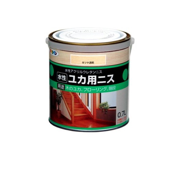 水性ユカ用ニス 半ツヤ透明 0.7L 1.6リットルの水性ユカ用ニス、半ツヤ透明な0.7リットル 美しい仕上がりを叶える透明ニス、の逸品 5,206円