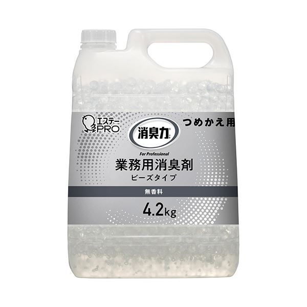 エステー 消臭力業務用消臭剤 ビーズタイプ 特大 無香料 つめかえ用 4.2kg 1個 大容量 大型 の無香料ビーズタイプ消臭剤、4.2kgのつめかえ用 強力な消臭力で業務用に最適