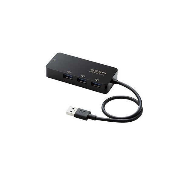 USB-A 1Gbps有線LANアダプター(USBハブ付き)(黒) EDC-GUA3H2-B USBポート不足や有線LANポートの欠如に悩む薄型パソコン PC に が贈る黒いUSB-A 1Gbps有線LANアダプター兼USBハブ、あなたのパソコン を進化させる一品